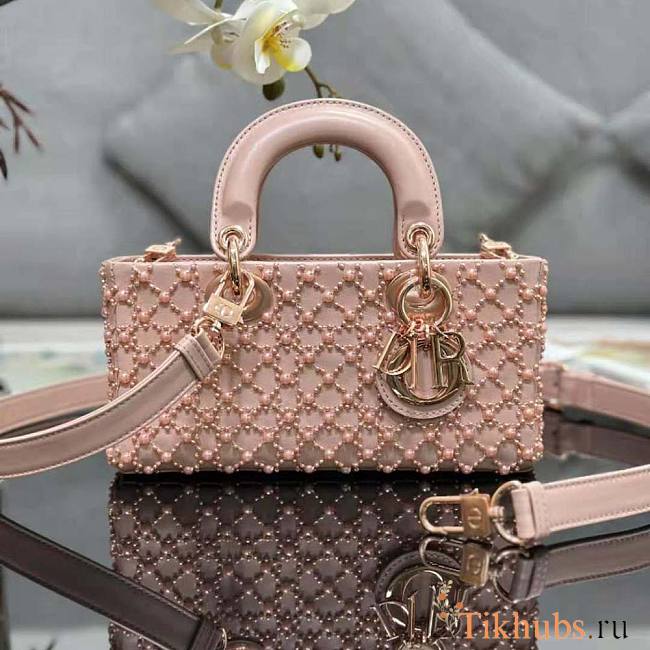 Dior Small Lady D-Joy Bag Rose Des Vents Cannage 22 x 12 x 6 cm - 1