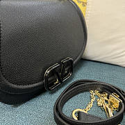 Valentino Garavani Vsling Saddle Leather Shoulder Bag Black 22x15x5cm - 2