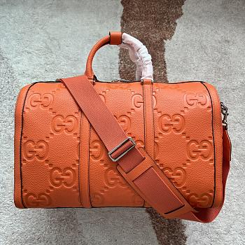 Gucci GG Embossed Leather Duffle Orange 45x29x25cm