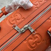 Gucci GG Embossed Leather Duffle Orange 45x29x25cm - 6