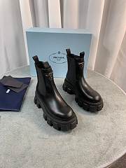 Prada Monolith Brushed Leather Black Boots - 1