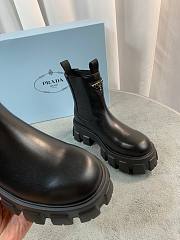 Prada Monolith Brushed Leather Black Boots - 3