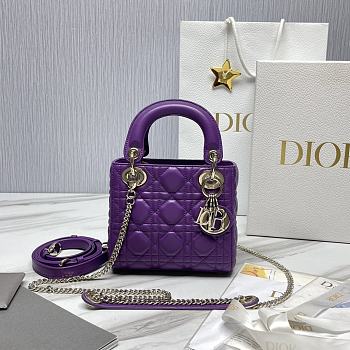 Dior Mini Lady Bag Purple Cannage 17 x 15 x 7 cm