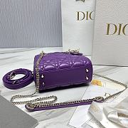 Dior Mini Lady Bag Purple Cannage 17 x 15 x 7 cm - 3