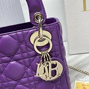 Dior Mini Lady Bag Purple Cannage 17 x 15 x 7 cm - 5