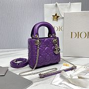 Dior Mini Lady Bag Purple Cannage 17 x 15 x 7 cm - 6