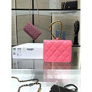 Chanel Jewel Hook Card Holder Pink 9x11cm - 4