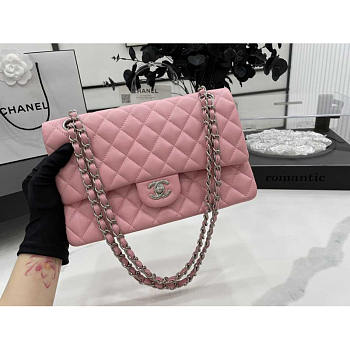 Chanel Flap Bag Medium Pink Lambskin Silver 25cm