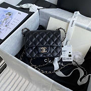 Chanel Mini Flap Bag Black Lambskin Silver 17cm - 1