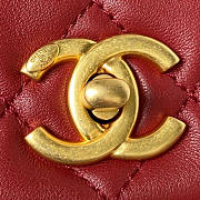 Chanel Small Folding Bag Lambskin Dark Red Gold 15 × 21.5 × 7 cm - 5