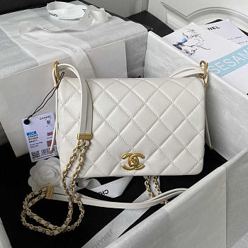 Chanel Small Folding Bag Lambskin White Gold 15 × 21.5 × 7 cm