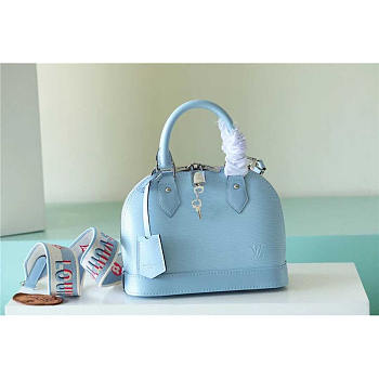 Louis Vuitton LV Alma BB Bag Epi Calfskin Light Blue 23.5 x 17.5 x 11.5 cm