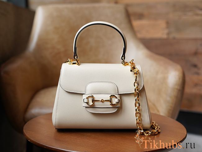 Gucci Horsebit 1955 Top Handle White 22x16x10.5cm - 1