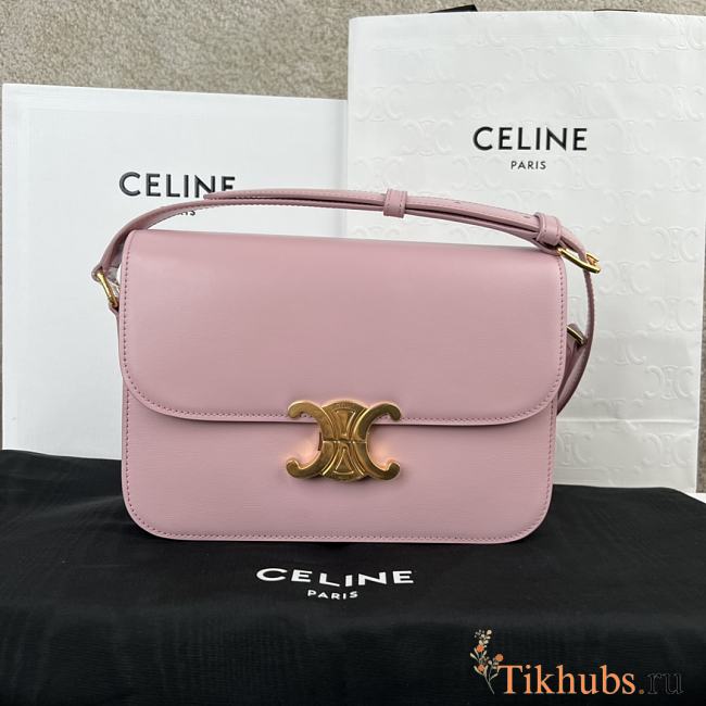 Celine Triomphe Bag In Shiny Calfskin Pink 22x16.5x7cm - 1