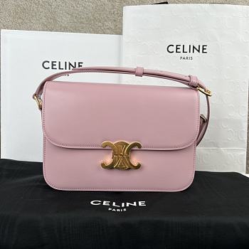 Celine Triomphe Bag In Shiny Calfskin Pink 22x16.5x7cm