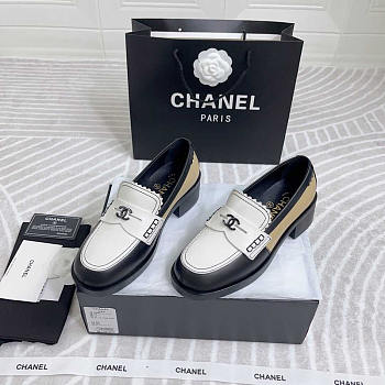 Chanel Loafers Calfskin White, Black & Beige