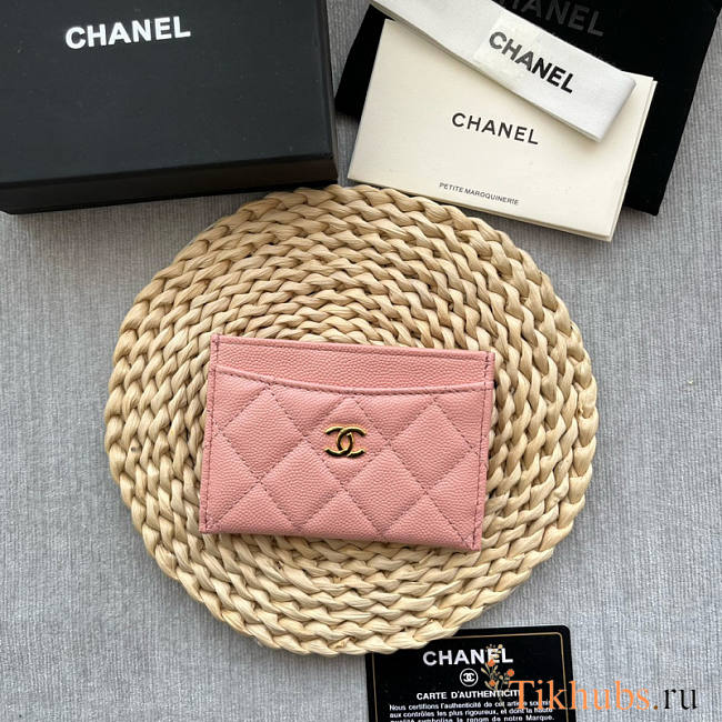 Chanel Card Holder Caviar Pink Gold 11x7.5x0.5 - 1