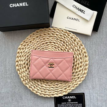 Chanel Card Holder Caviar Pink Gold 11x7.5x0.5