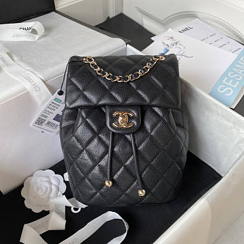 Chanel Backpack Black Caviar Gold 23x18x10cm