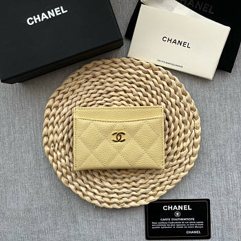 Chanel Card Holder Caviar Beige Gold 11x7.5x0.5