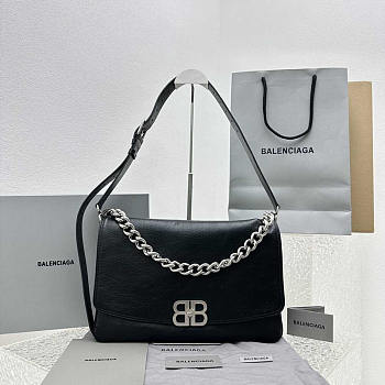 Balenciaga Women's BB Soft Large Flap Bag Calfskin Black 24x36x4cm