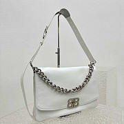 Balenciaga Women's BB Soft Large Flap Bag Calfskin White 24x36x4cm - 3