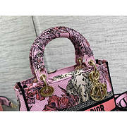 Dior Medium Lady D-Lite Bag Pink Multicolor Toile de Jouy 24cm - 4