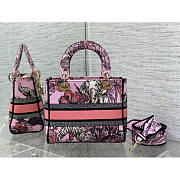 Dior Medium Lady D-Lite Bag Pink Multicolor Toile de Jouy 24cm - 5