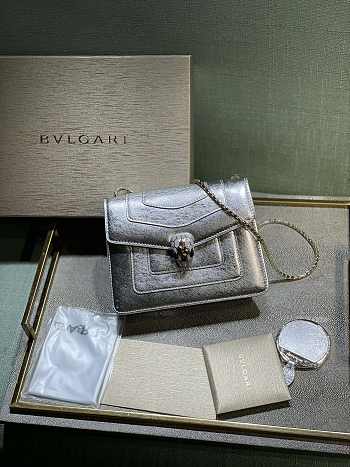 BVLGARI Serpenti Forever Crossbody Bag Silver 20 x 15 x 4.5 cm