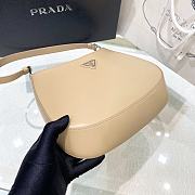 Prada Cleo Brushed Leather Shoulder Bag Beige 27x21x5cm - 5