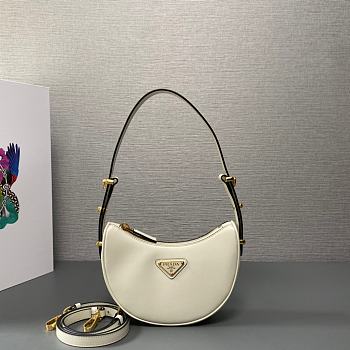 Prada Arqué Leather Mini Shoulder Bag White 18x16x5cm