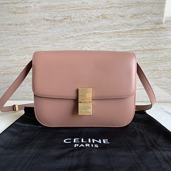 Celine Calfskin Classic Box Crossbody Bag Pink 24x7x18cm