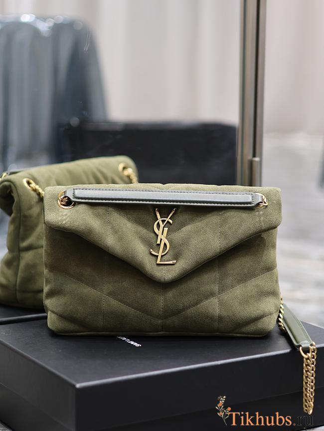 YSL Small Puffer Toy Suede Shoulder Bag Green 29x17x11cm - 1