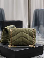 YSL Small Puffer Toy Suede Shoulder Bag Green 29x17x11cm - 6