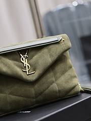 YSL Small Puffer Toy Suede Shoulder Bag Green 29x17x11cm - 5