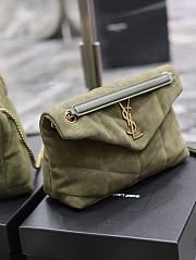 YSL Small Puffer Toy Suede Shoulder Bag Green 29x17x11cm - 2