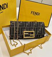 Fendi Continental With Chain Brown Fabric Wallet 19x9x1cm - 1
