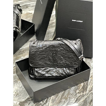 YSL Niki Large Calfskin Shoulder Bag Black 32×23×9cm