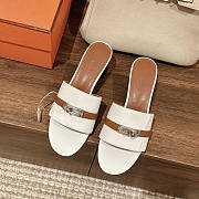 Hermes Gigi 50 Sandals White And Brown Heels 5cm - 4