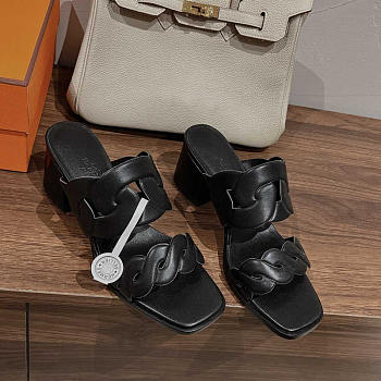 Hermes Gaby 60 Sandals Black 6cm