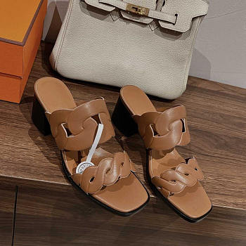 Hermes Gaby 60 Sandals Brown 6cm