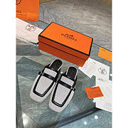 Hermes Groupie Mules Black And White - 3