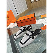 Hermes Groupie Mules Black And White - 2