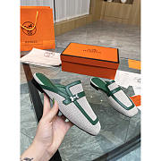 Hermes Groupie Mules Green And White - 5