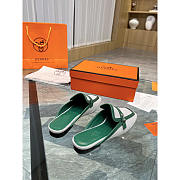 Hermes Groupie Mules Green And White - 3