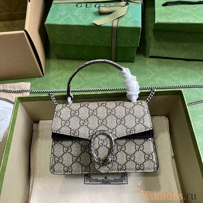 Gucci Dionysus Mini Top Handle Bag Black Beige 18x12x6cm - 1