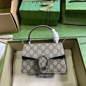 Gucci Dionysus Mini Top Handle Bag Black Beige 18x12x6cm