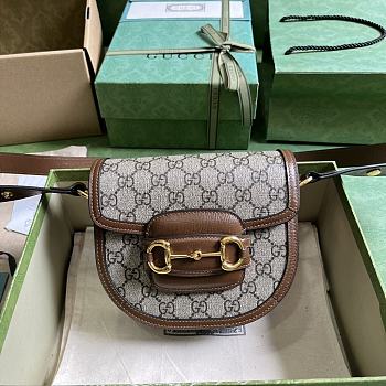 Gucci Horsebit 1955 Mini Rounded Bag Brown Beige 18x17x6.5cm