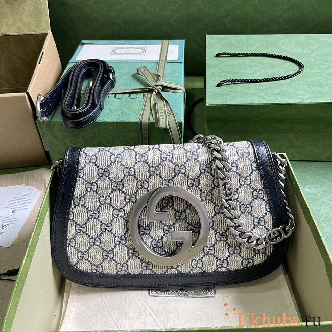 Gucci Blondie Shoulder Bag Blue Beige 28x16x4cm - 1