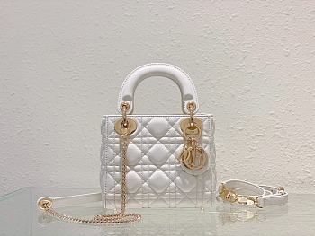 Dior Mini Lady White Lambskin 17cm